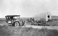 Big Springs Nebraska Covered wagon jackrabbit mules encounters an a- Old Photo picture