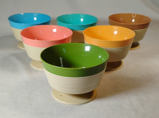 Vintage Raffiaware Thermo-Temp Pedestal Sherbet Ice Cream Soup Bowls Set Of 6 picture