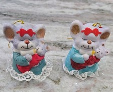 Vintage Jasco Caring Critters Porcelain Chimer Hand Painted Bell Mama Baby Mice picture