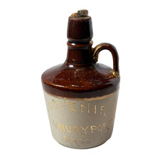 NEWBURY PORT  MA Massachusetts ANTIQUE SOUVENIR TRINKET STONEWARE MINI JUG picture