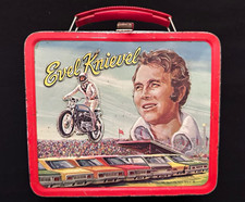 Vintage 1974 Evel Knievel Aladdin Metal Lunch Box Snake River Canyon No Thermos picture