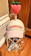 Authentic Real USA Starbucks Pink Barista July Drink Strawberry Bear Cup Glass picture