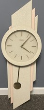 Vintage 1980’s Empire Post Modern Deco Geometric Wall Clock- Works Well picture