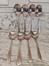 Oneida ROYAL ROSE Set of 8 Round Soup Spoons Nobility Silverplate Flatware picture