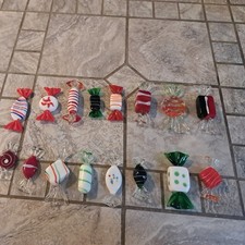 16pc Vintage Blown Glass Candy Christmas Ornaments picture