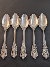 Lot Of 5 Grand Antique Silverplate Pierced Handle Oval Soup Spoons China picture