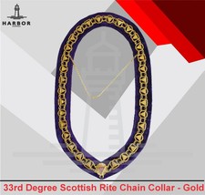 33rd Degree Scottish Rite Chain Collar Gold Plated Masonic Freemason picture