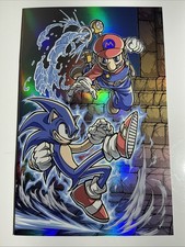 Kickstradomis Art Book SDCC 2025 9.4 NM Mario VS Sonic 3/25 Spot Holo Foil Comic picture
