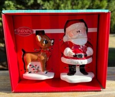 Rudolph the Red Nosed Reindeer and Santa Christmas Salt & Pepper Shakers  NEW picture