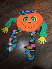 Vintage 1976 USA Beistle  Halloween Die Cut Paper JOINTED Jack O Lantern Pumpkin picture