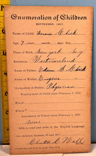 1907 Sept Enumeration Of Children Francis Chick Form picture