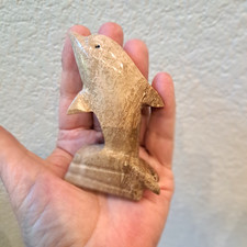 Onyx Dolphin Sculpture  Gift Idea Standing Figurine 3.5