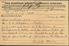 Original James G. Blaine Western Union Telegram - 1883 picture