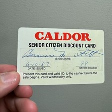 Vintage CALDOR Department Store Senior Citizen Discount Card - Defunct c.1980s picture