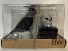 New Boston Warehouse Halloween Raven Crow Skull Potions Salt & Pepper Shakers picture