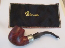 Vintage K & P Peterson's System Standard Silver Band Briar Pipe 314 &Cloth Pouch picture