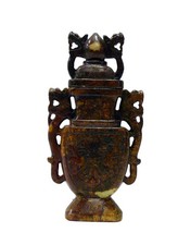 Chinese Oriental Stone Carved Narrow Jar Shape Display cs691-13 picture