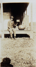 1910s OLD GENTLEMEN DOGS PORCH GIANT PUMPKIN SOUTH DAKOTA UNPOSTED RPPC POSTCARD picture