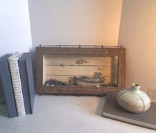 VTG 3D Nautical Shadow Box Diorama; Old Boat & Beach; Coastal Wall Art; Pristine picture