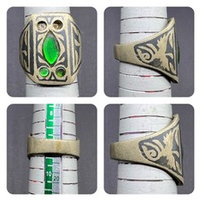 Rare Beautiful Old Afghan Kochi Jewelry Antique Blue Painted Mix Sliver Ring picture