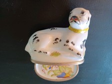 Vintage French Limoges White Pug Dog Large Exquisite Oval Box picture