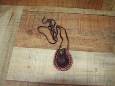 Deerskin Leather Medicine Bag, Wolf Bead Necklace Pouch, 3