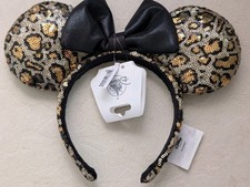 Disney Parks Animal Kingdom Leopard Print Sequin Minnie Ears Headband New picture