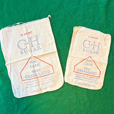 C&H Vintage Printed Advertising Fabric Feed Sacks 5 lb & 10 lb Lot of 2 picture