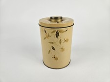 Vtg Hall’s Jewel Tea Autumn Leaf Metal Canister with Metal Lid Org. Distressed picture