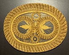 Vintage Hand Woven Pine Needle Raffia Oval Basket Trivet Placemat Hot Pad 11