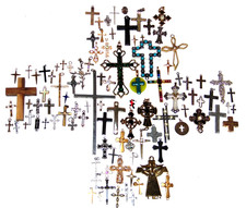 Vintage-Mod Huge Lot of 100 Religious Christian Cross Catholic Pendants Charms picture