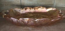 Indiana Glass Amber Marigold Carnival Glass Handled Pickle Relish Dish picture
