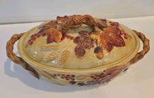 Vtg Fitz & Floyd Harvest Covered Vegetable Serve Bowl L 12.75 x W 7 x H 3 picture