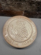 Vintage Frankoma Round Owl Trivet - Whooo Have a Hootin Good Day - 6.25