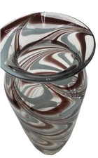 Vintage MURANO Brown Blue Swirl Collectible Modern Home Decorative Flower Vase picture