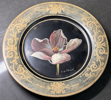 Decorative Floral Painted Plate, Fabrice De Villenueve, Rare Collectible Gifts picture