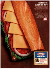 1978 Kraft Print Ad, American Singles Cheese Famous American Hero Sandwich Slice picture