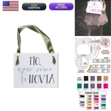 Spanish Wedding Sign Ring Bearer Or Flower Girl Tio Aqui Viene Tu - Ritzy Rose picture
