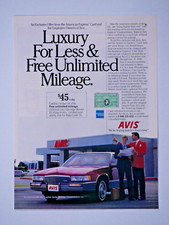 1990 Cadillac Sedan DeVille Avis Vintage Original Print Ad 8.5 x 11