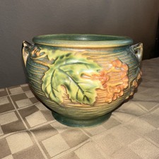 Antique Roseville Pottery Bushberry 657-4 Jardinière Bowl Green Orange 1930s picture