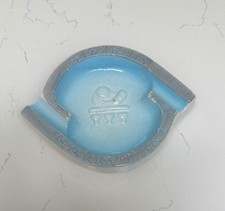 🍸 Harry's Bar Venezia Ashtray Vintage MCM Italy Blue Ceramic 6.5