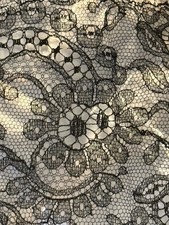 1950's Vintage Women's Black Fancy Lace Church Veil 50 inches long x 4.5 wide picture