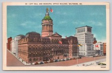 1959 Baltimore MD City Hall & Municipal Office Building Linen Postcard picture
