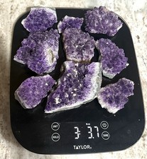 Natural Amethyst Crystal Cluster Lot 9 Pieces 3 lb 3.7 oz Raw Purple Quartz picture