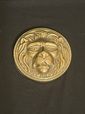 Vintage Solid Brass Lion Head Paperweight picture
