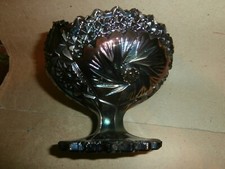 Fenton Purple Amethyst Carnival Glass Compote Dish Bowl Starburst Pinwheel picture