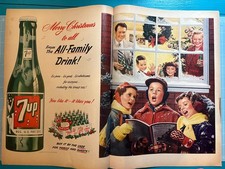 1951/52 7-Up Merry Christmas All-Family Drink 2 Page Print Ad Soda Pop VTG Ad picture