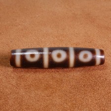 Energy Ancient Tibetan Old Agate Dzi Bead 9 Eyed Amulet Pendant 58×13mm #9128 picture