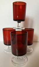 Vintage Ruby Red Wine Glasses (4) Cavalier Cristal D’ Argues- Durand 4 1/8 Inch picture
