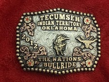 Rodeo☆2012☆X~Treme Bull Riding Champion Trophy Buckle☆Tecumseh Oklahoma☆Rare☆X30 picture